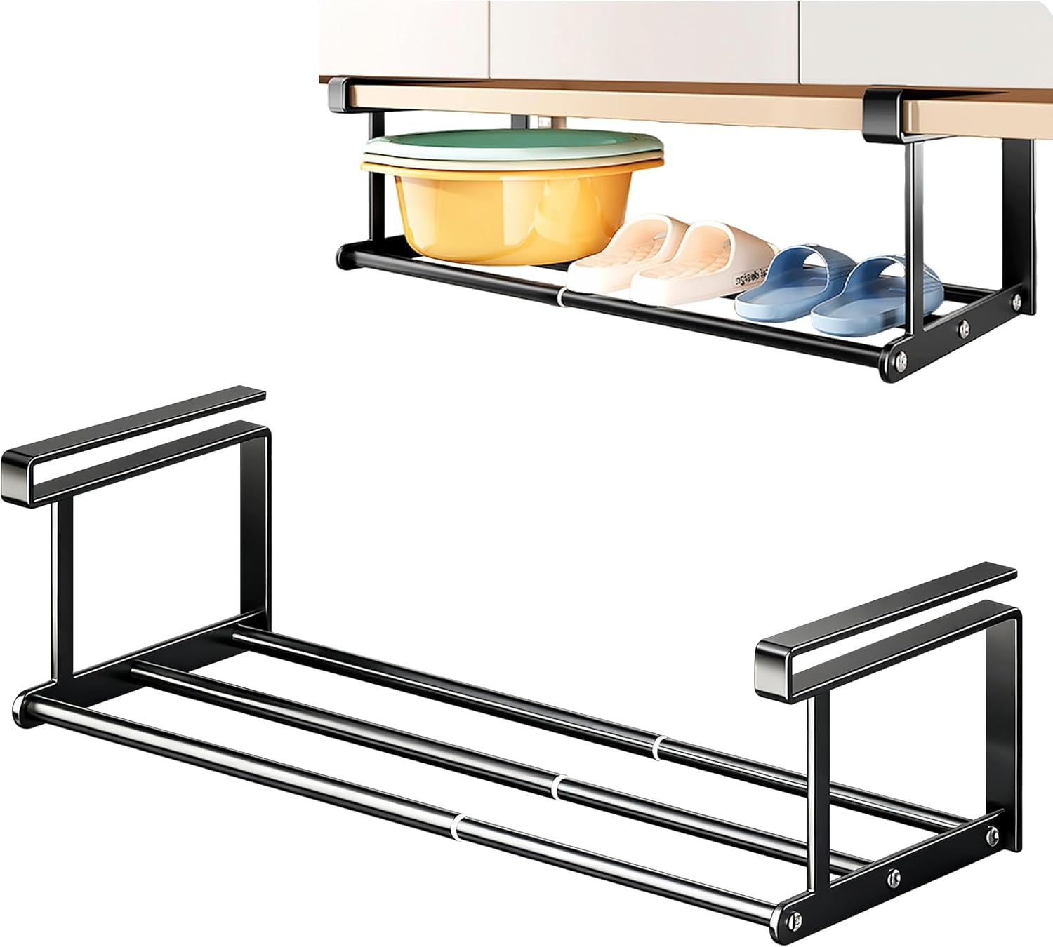 Expandable Shoe Rack Organizer - Adjustable Shoe Rack & under Cabinet Shelf - for Shoe or Clothing Storage and Organization, under Shelf Storage (30-50) image number 2