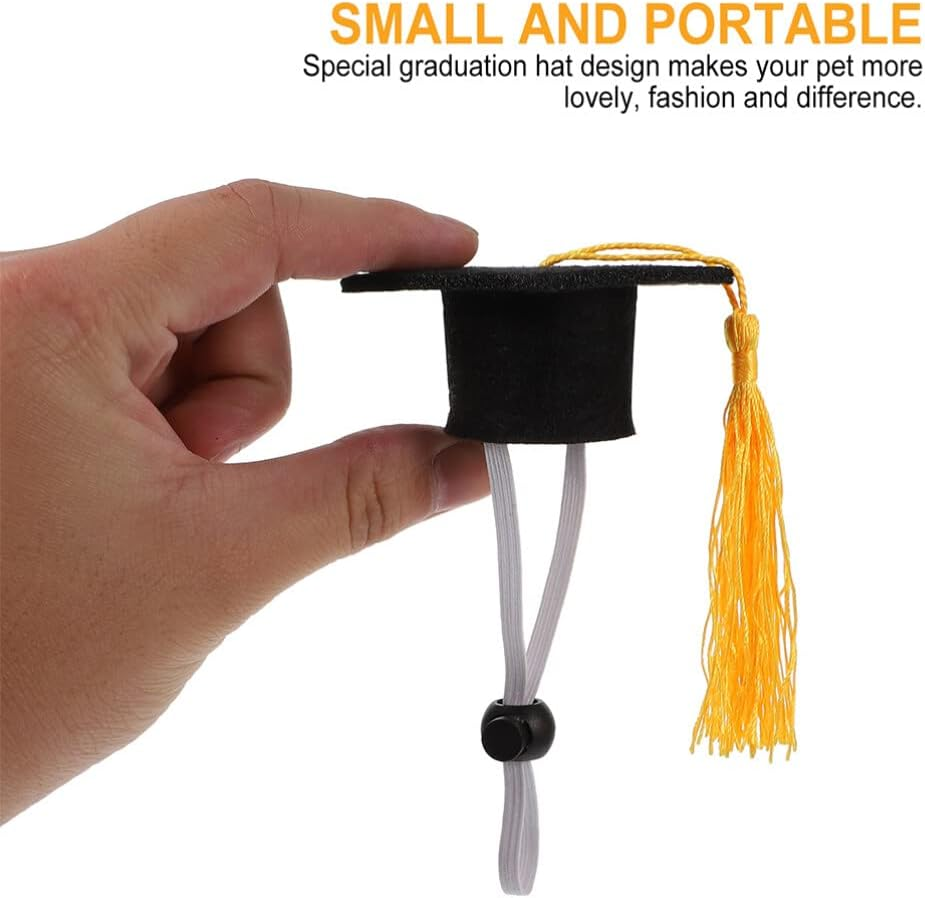 2Pcs Set Elastic Doctorial Hat Cap and Gown 2023 Party Supplies Cat Graduation Costume Miniature Dogs Doctoral Hats Cat Hat Doll Party Dog Clothing B04 Shawl Felt Cloth Chic - Blue image number 5