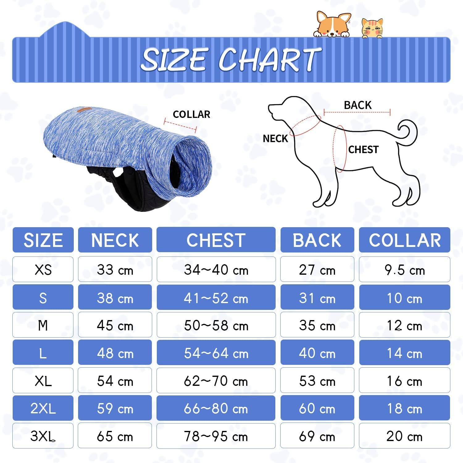 Dog Winter Coat - Pet Warm Reversible Jacket Waterproof Reversible Clothes Dog Coat Winter Fleece Warm Windproof Cold Weather Autumn Vest Apparel with Harness Hole (Blue, XL) image number 1