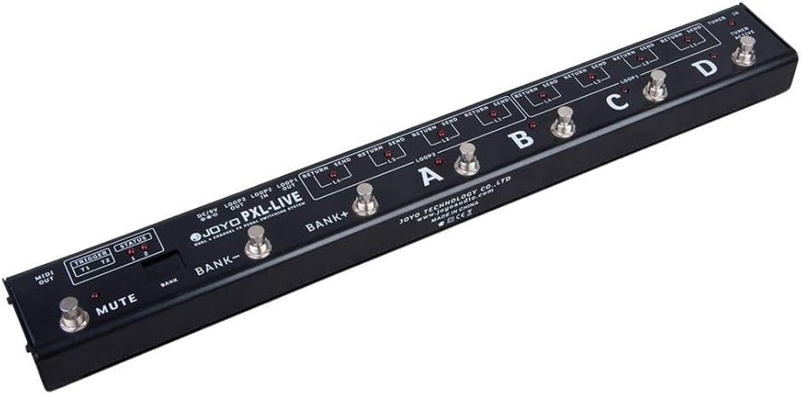 Joyo PXL-PRO Guitar Foot Effect Pedal Controller, Dual 4-Channel 8 Loop FX Switcher with Amp Switching, Mute Switch, and Buffered Bypass, Black image number 1