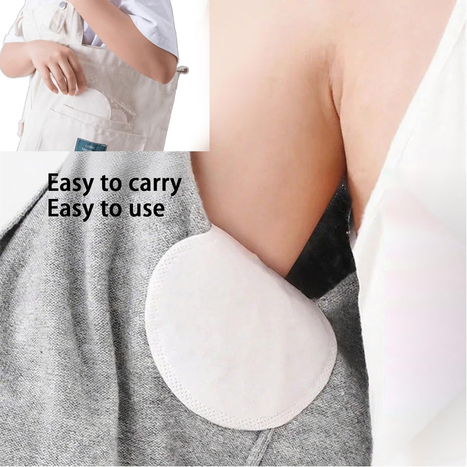 100 Pcs Underarm Sweat Pads/Anti-Perspirant & Odour Control for Men & Women/Absorbent Hyperhidrosis Protection, Comfortable & Unscented （Individually Wrapped） image number 5