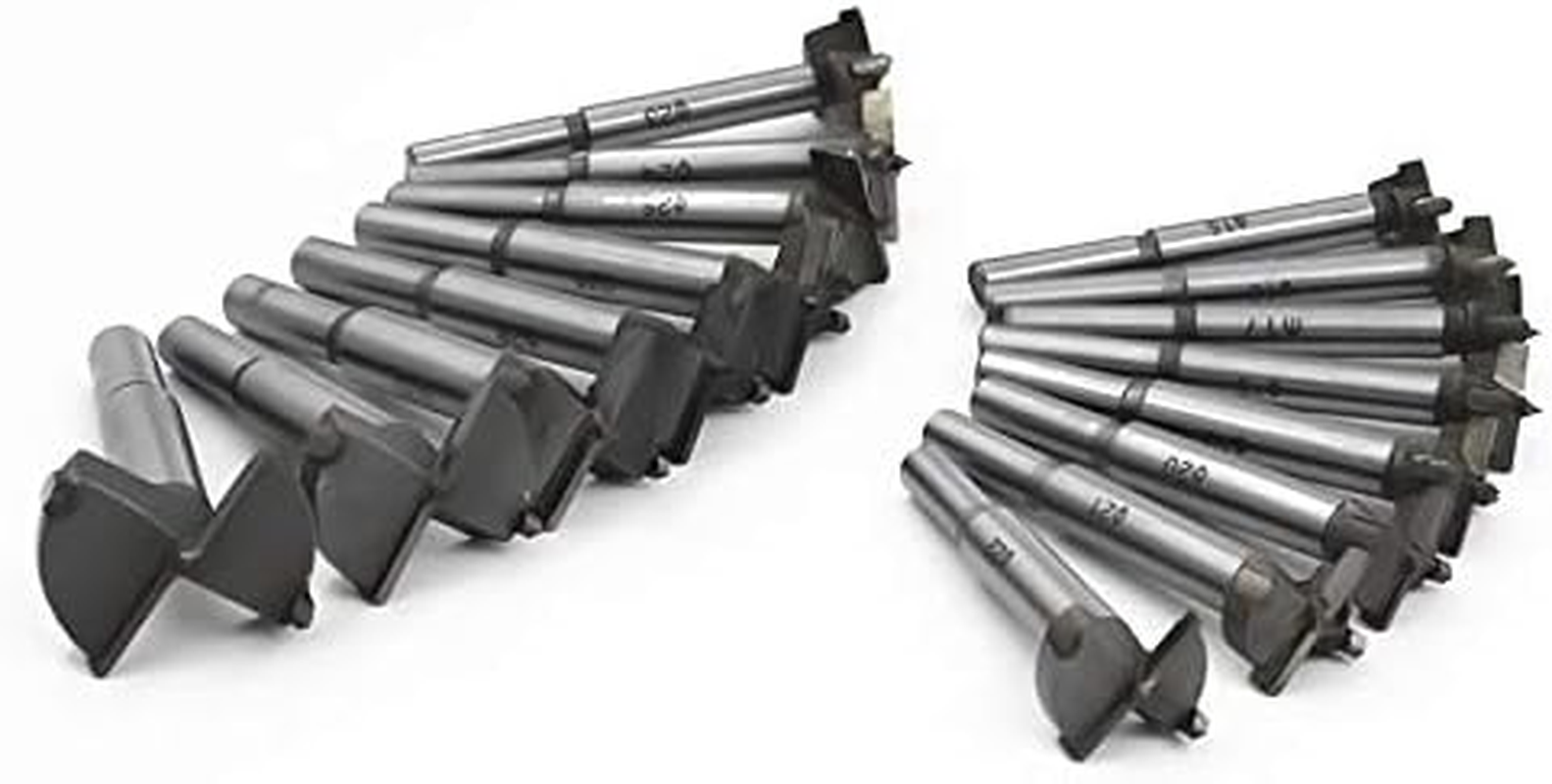 Meichoon Forstner Drill Bit Set 15-35Mm 16 Pcs, Carbide Forstner Bits High Speed Steel Wood Tool Punching Bit Wood Slabs Flat Wing Drilling Hole Hinge Cemented Carbide Drilling Counterbore DC01