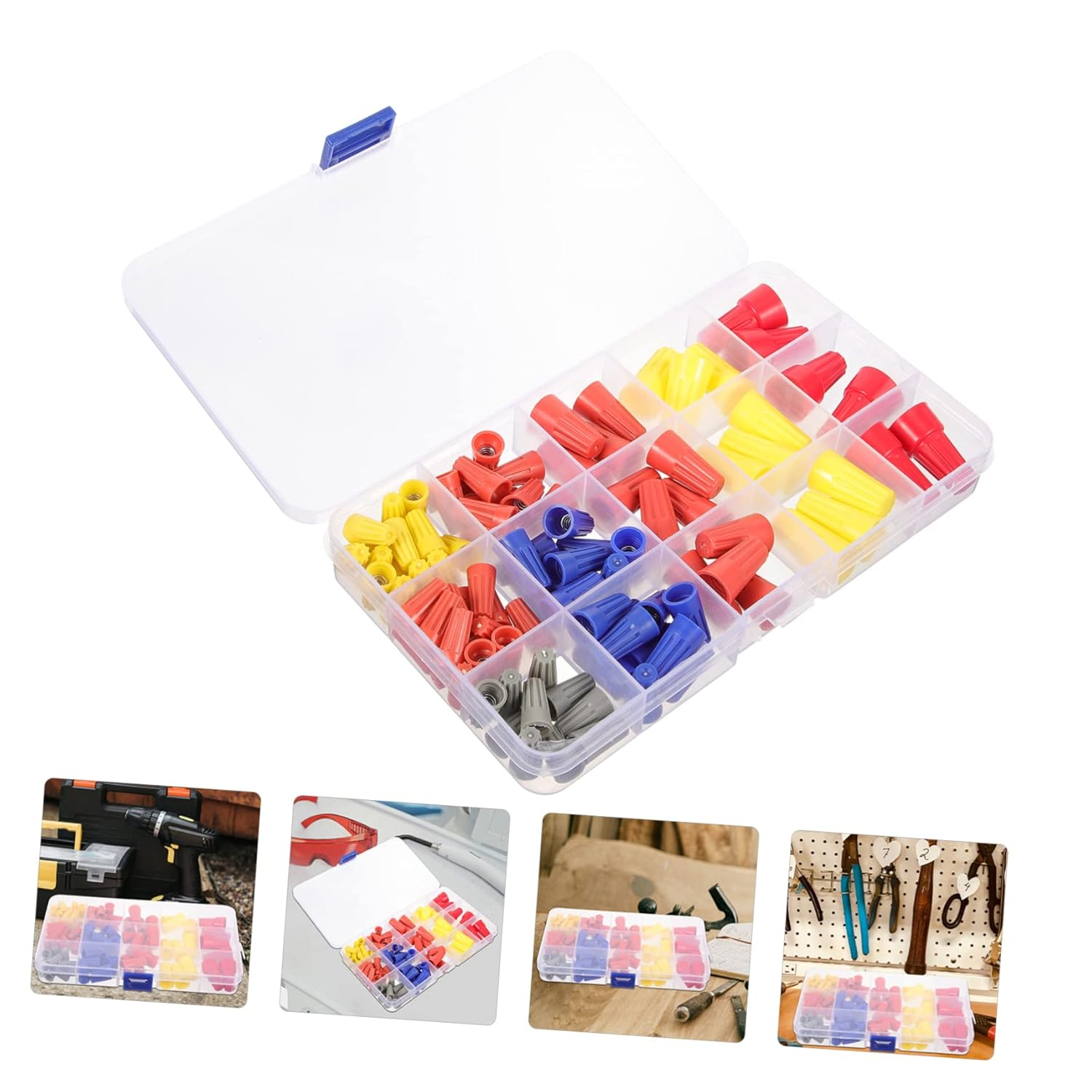 FELTECHELECTR 102Pcs Screw Type Crimping Cap Spring Insert Nuts Screw Terminals Wire Connectors Wire Connector for Quick Connection Ground Wire Connector Terminals with Spring Insert Wire Caps image number 1