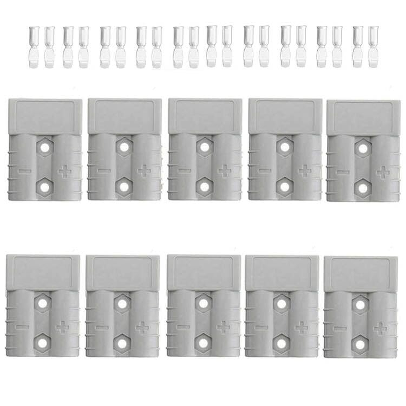 Plug Connectors Tool Compatible with Anderson Style, 10Pcs Grey 50 AMP 6AWG 12-24V DC Power Contacts Plugs,With Solid Copper Terminals for Car Van Modes Motorcycle image number 1