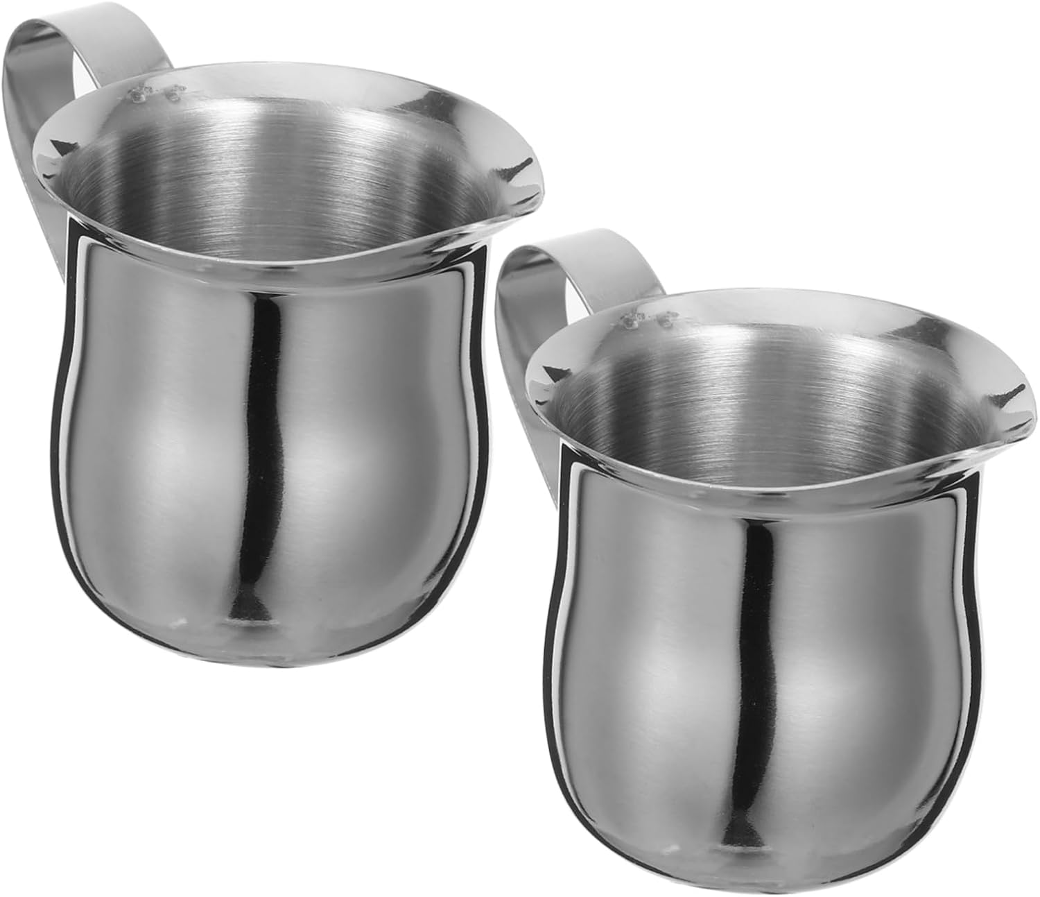 MOKKHNB 2Pcs Stainless Steel Milk Frother Pitchers 3Oz/90Ml Small Espresso Steaming Jugs Metal Milk Jug Cups for Coffee Latte Art Accessories image number 5