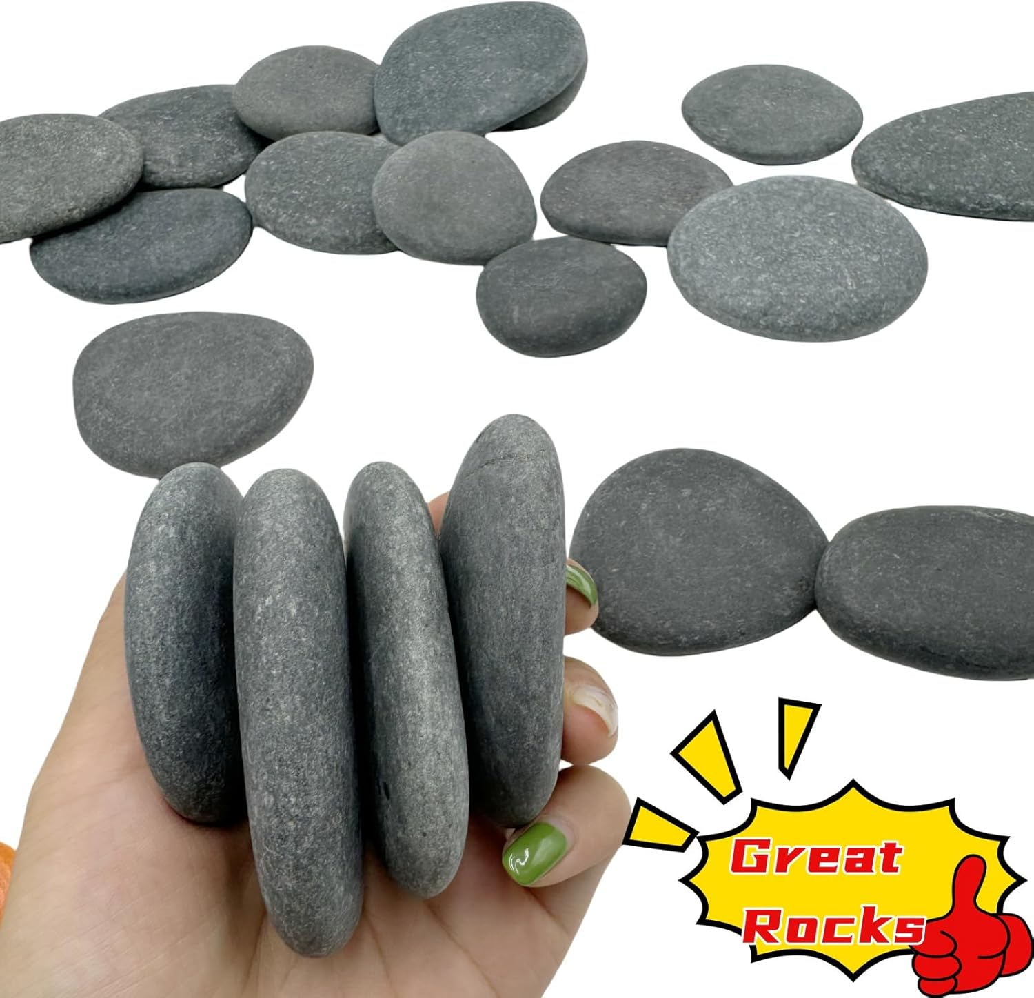 Meilala 20PCS Natural Painting Rocks, 2&ldquo;-3&rdquo; River Rocks for Painting ， DIY Rocks Flat & Smooth Kindness Rocks for Arts, Crafts, Decoration image number 1