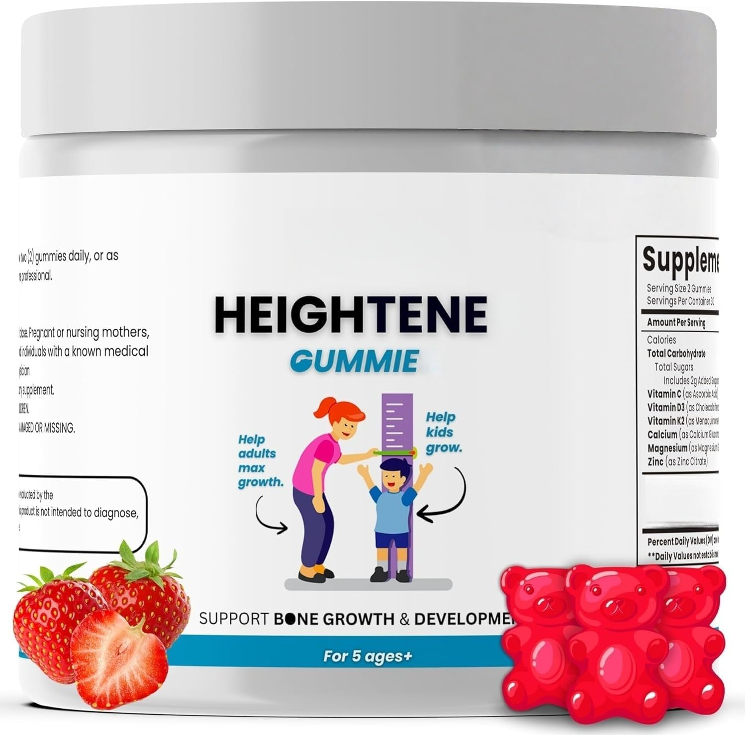 Heightener Gummies - Natural Height Growth for Kids, Teens and Adults to Support Bone Strength