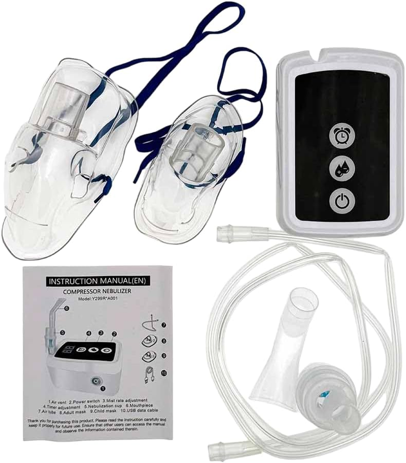Portable Tabletop Compressor Nebuliser Nebulizer Machine for Adults and Kids Travel and Household Use, DC/AC Power Jet Nebuliser Inhaler Cool Mist for Respiratory Problem, Timer Digital Display image number 4