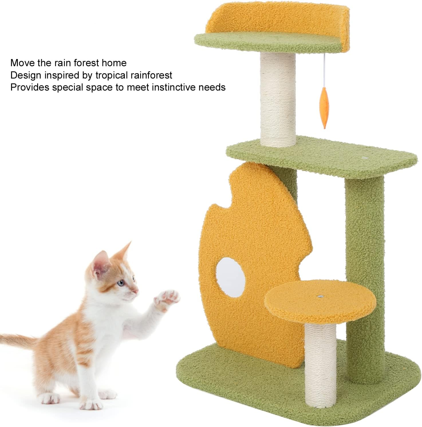 Rain Forest Cat Climbing Tree Multi Tiered Cat Condo with Robust Scratching Posts and Plush Lounging Shelves Perfect for Active Kittens and Adult Cats image number 5