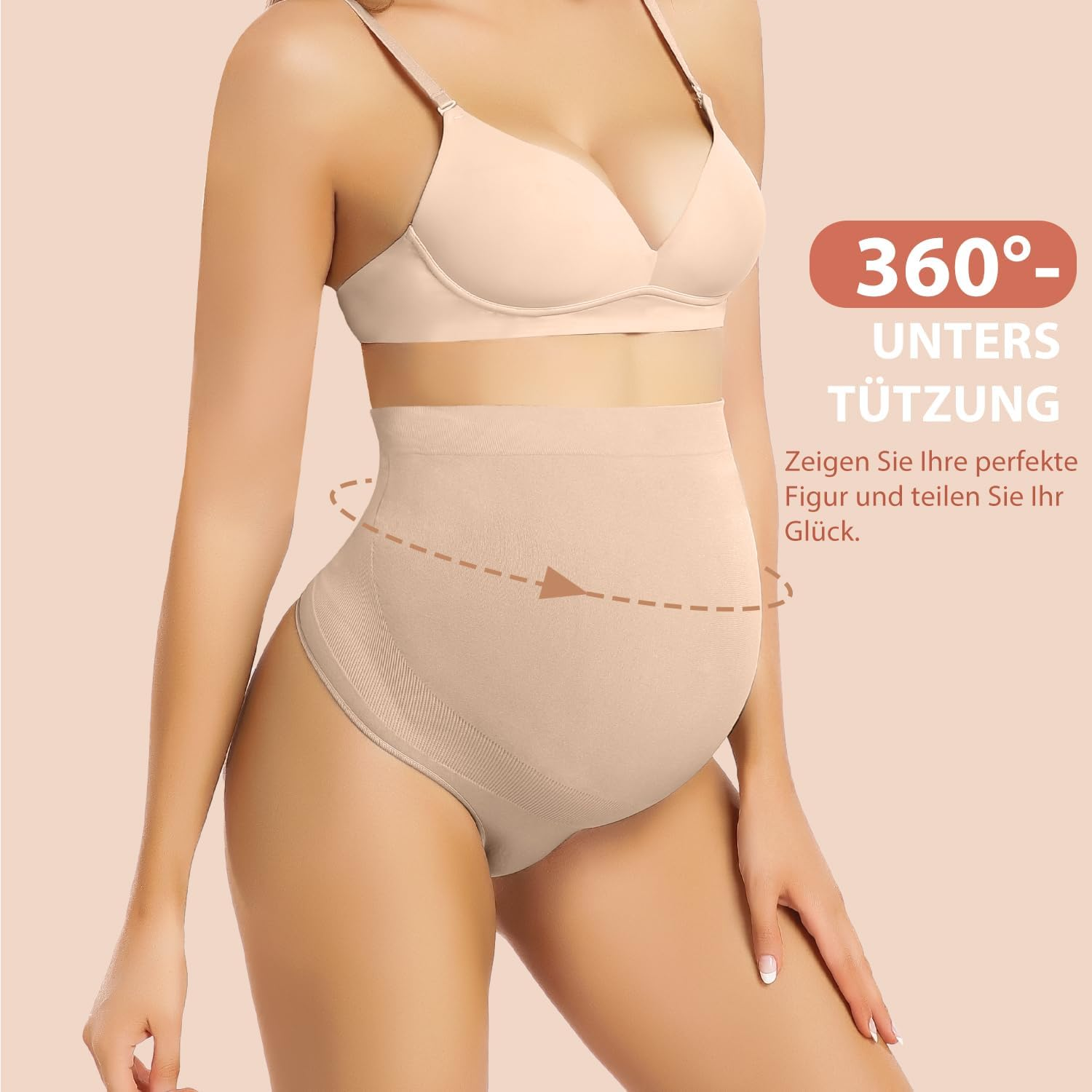 Maternity Underwear Thong for Women Maternity Shapewear over Belly Support Seamless 5 Pack image number 4