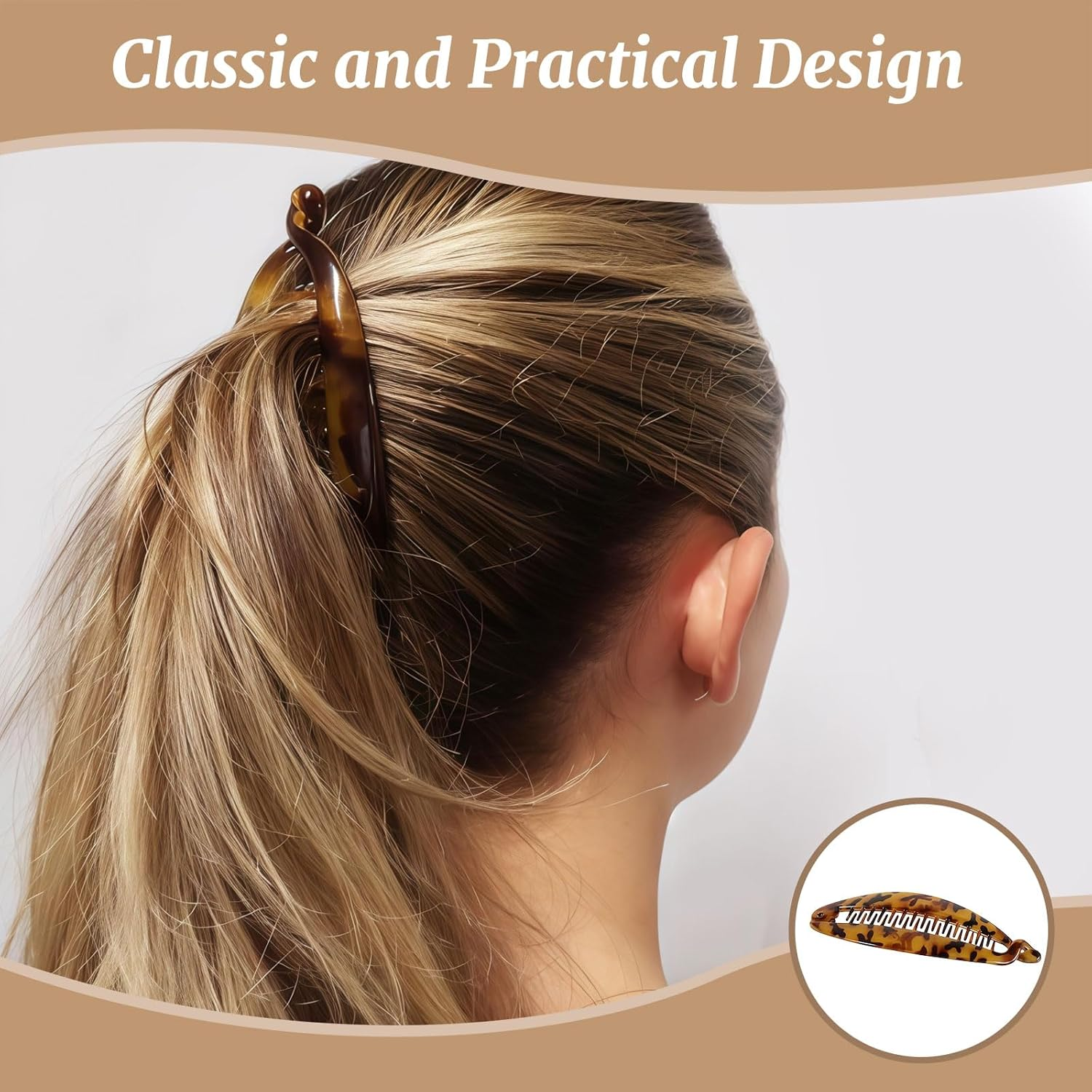 Xanthelle Banana Clip, Pack of 4 Large Banana Clip Hair, Flexible Banana Hair Clip for Women, Classic Hair Clip Banana for Thick & Thin Hair Styling image number 6