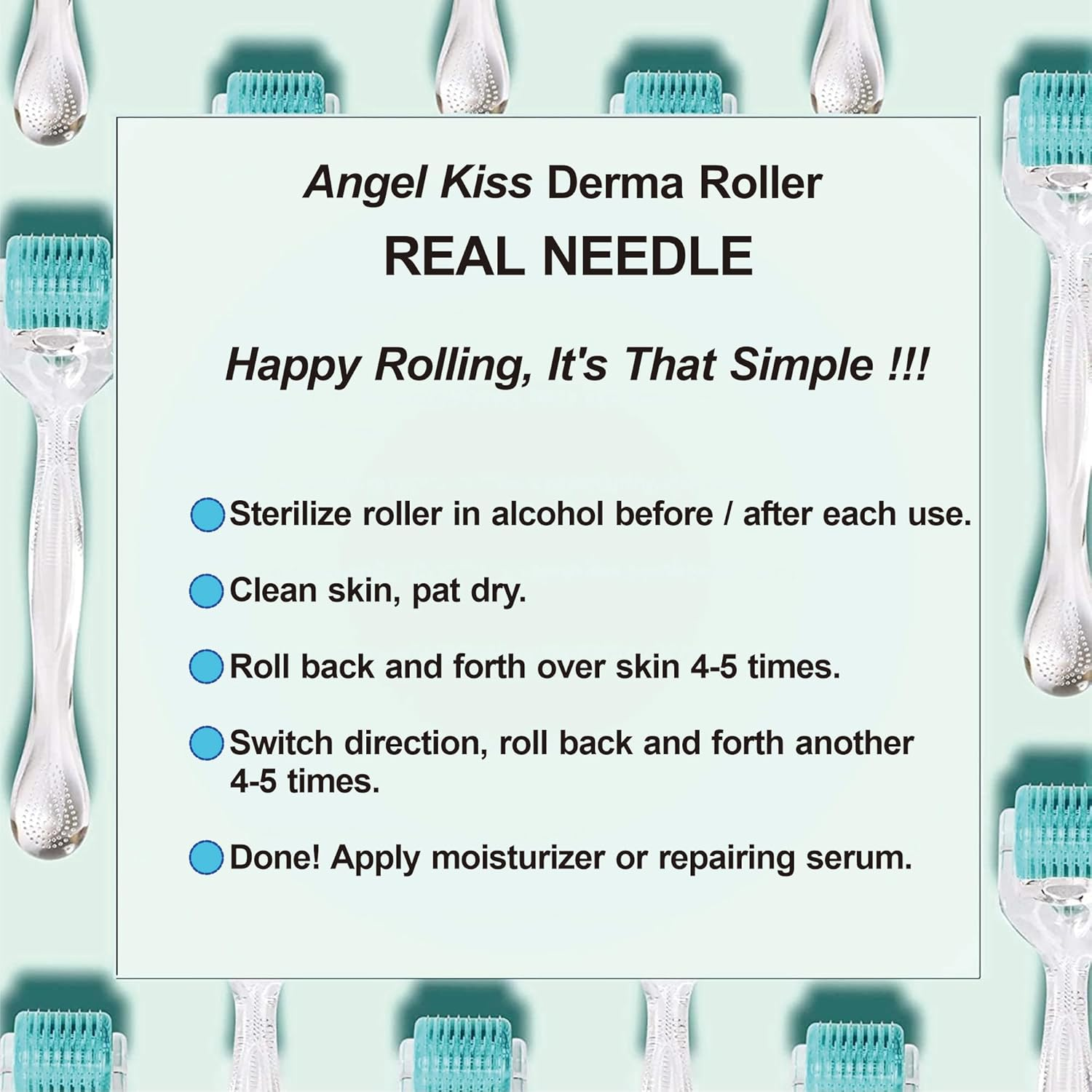 Angel Kiss Derma Roller 0.75 Mm - 192 Genuine Stainless Steel Needles - Professional Microneedling Roller for Cosmetic Skin Care image number 3