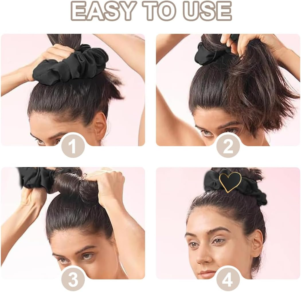 Pack of 3 Women'S Hair Bobbles and Hair Bobbles for Fine and Long Hair - Durable and Robust Children'S Hair Rings with Elastic Band, Hair Bobbles for Women and Girls Silk Scrunchies image number 2