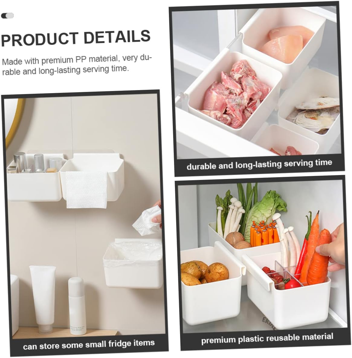 LIFKICH Fridge Side Door Organizer Storage Box Kitchen Cabinet Hanging Freezer Organizer Small Refrigerator Storage Container for Kitchen Food Supplies image number 1