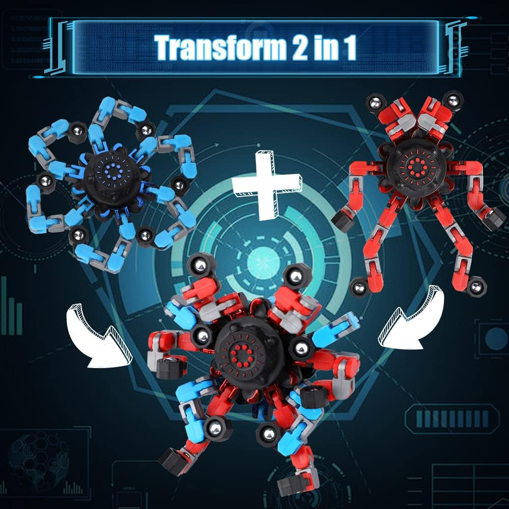 14 PCS Fidget Robot Spinners for Kids Adults, DIY Transformable Sensory Toy for Decompress, Good Choice for Party Favors Goodie, Gifts for Birthday Christmas Easter Party image number 2