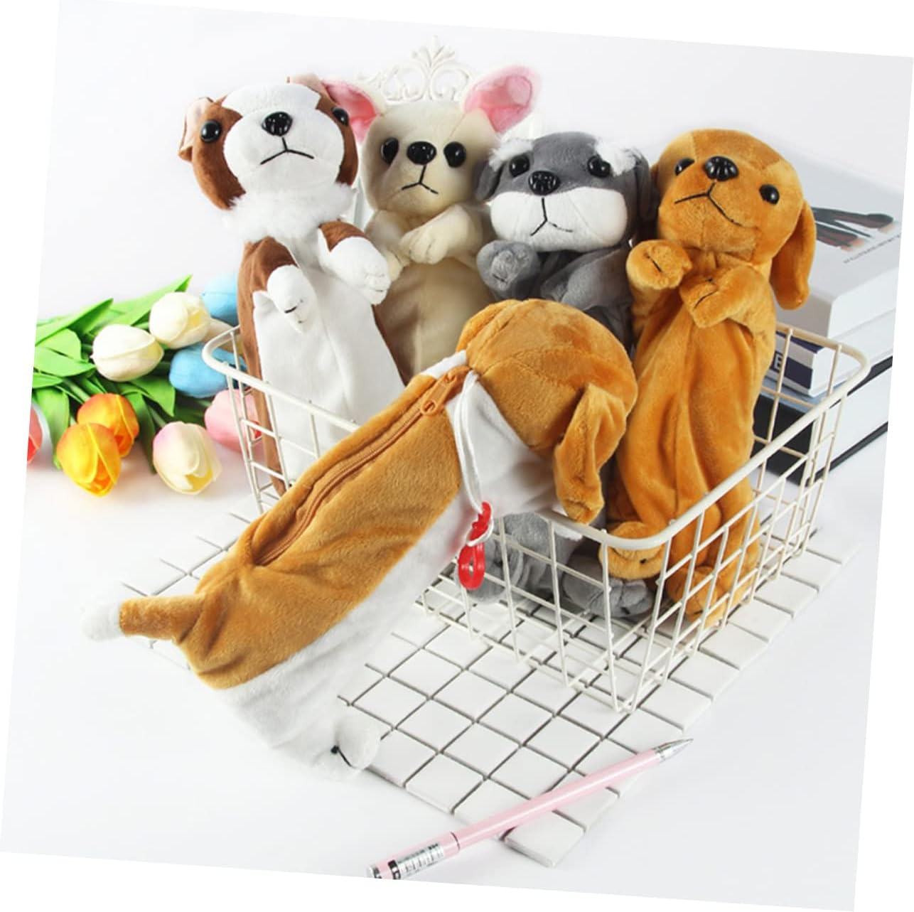 Operitacx 3Pcs Adorable Dog Pencil Case Plush Imitation Long Ear Stationery Case Pen Holder for Student Women Men image number 4