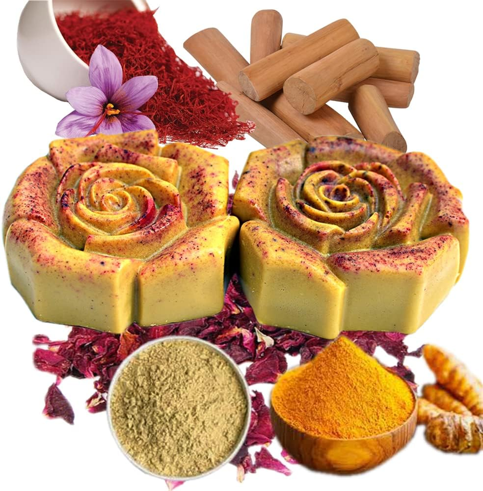The Bath Stories Handmade Saffron Sandalwood Organic Ubtan Bath Soap 100 Gms.(Pack of 2)