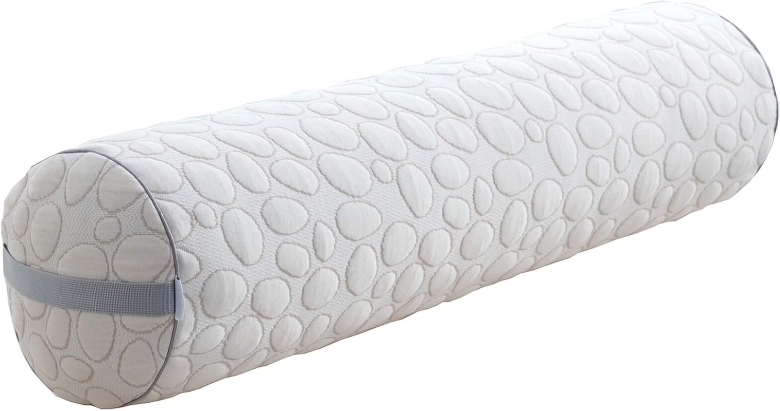 Kingnex Zipper Adjustable under Knees Bolster Roll Pillow to Relief Lower Back Pain or between Legs for Side Sleepers Shredded Latex Cylinder with Organic Cotton Cover 18X6