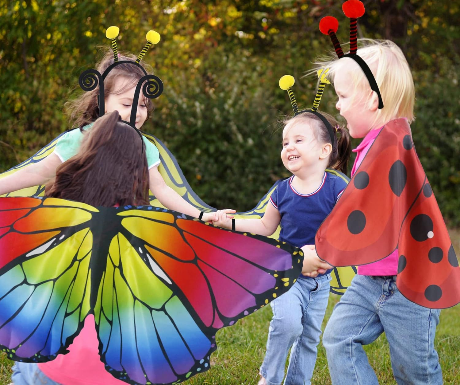 6 Pcs Kids Wings Costumes Set for Girls Boys Fairy Butterfly Bee Ladybug Antenna Headband Halloween Dress up Party Supplies image number 3