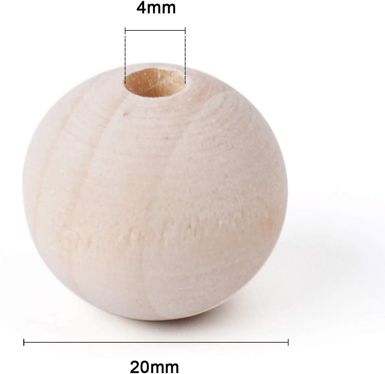 Natural Wood Beads 215Pcs 20Mm Unfinished round Wooden Loose Beads Wood Spacer Beads for Craft Unfinished Wood Beads for Garland Macrame Farmhouse Decor image number 2