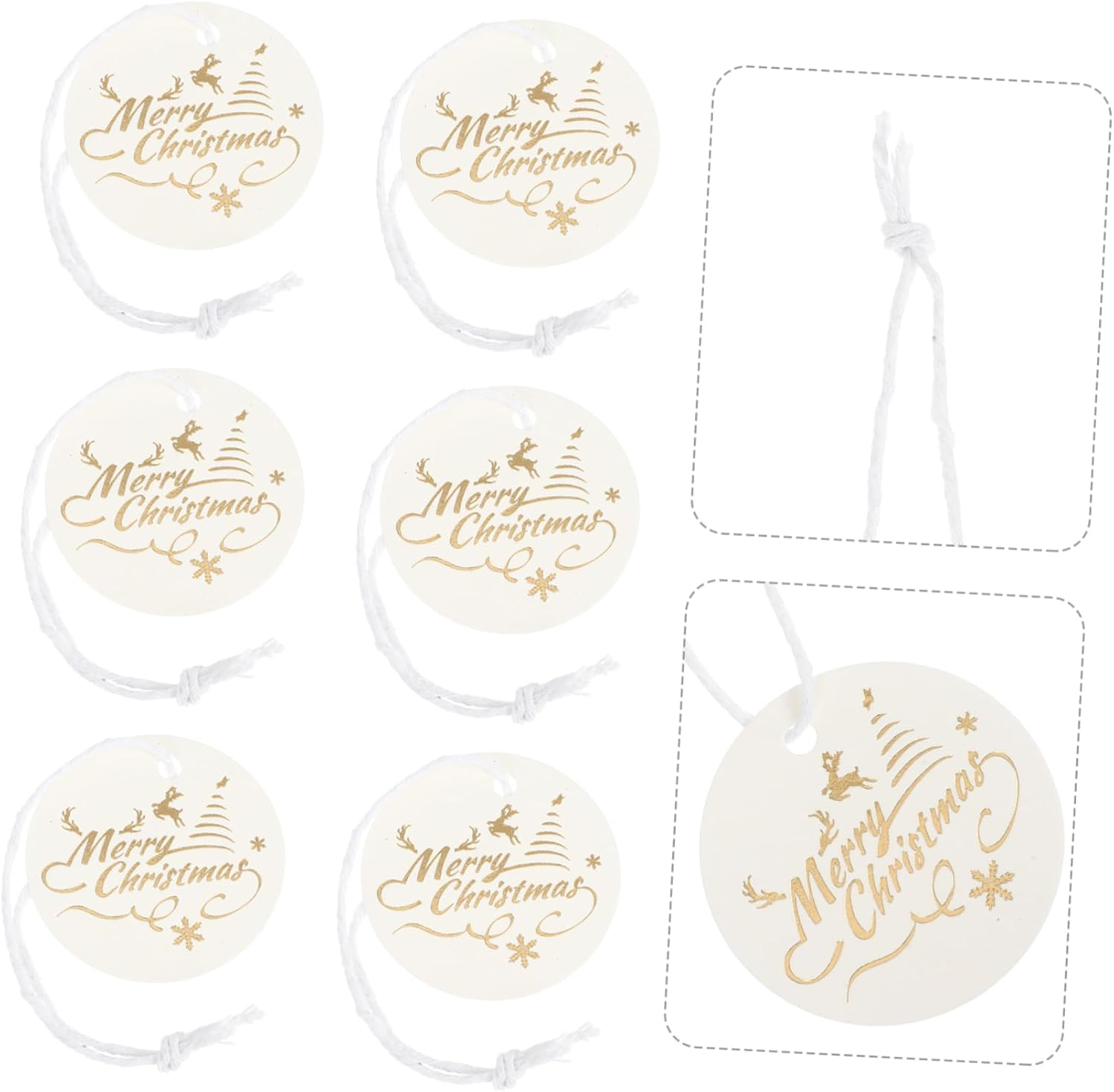 100Pcs Stamped Christmas Labels Christmas Party Tags Christmas Tags Christmas Decoration Holiday Hanging Tags Christmas Name Tags Decorative Tag Xmas Hanging Labels White Paper image number 4