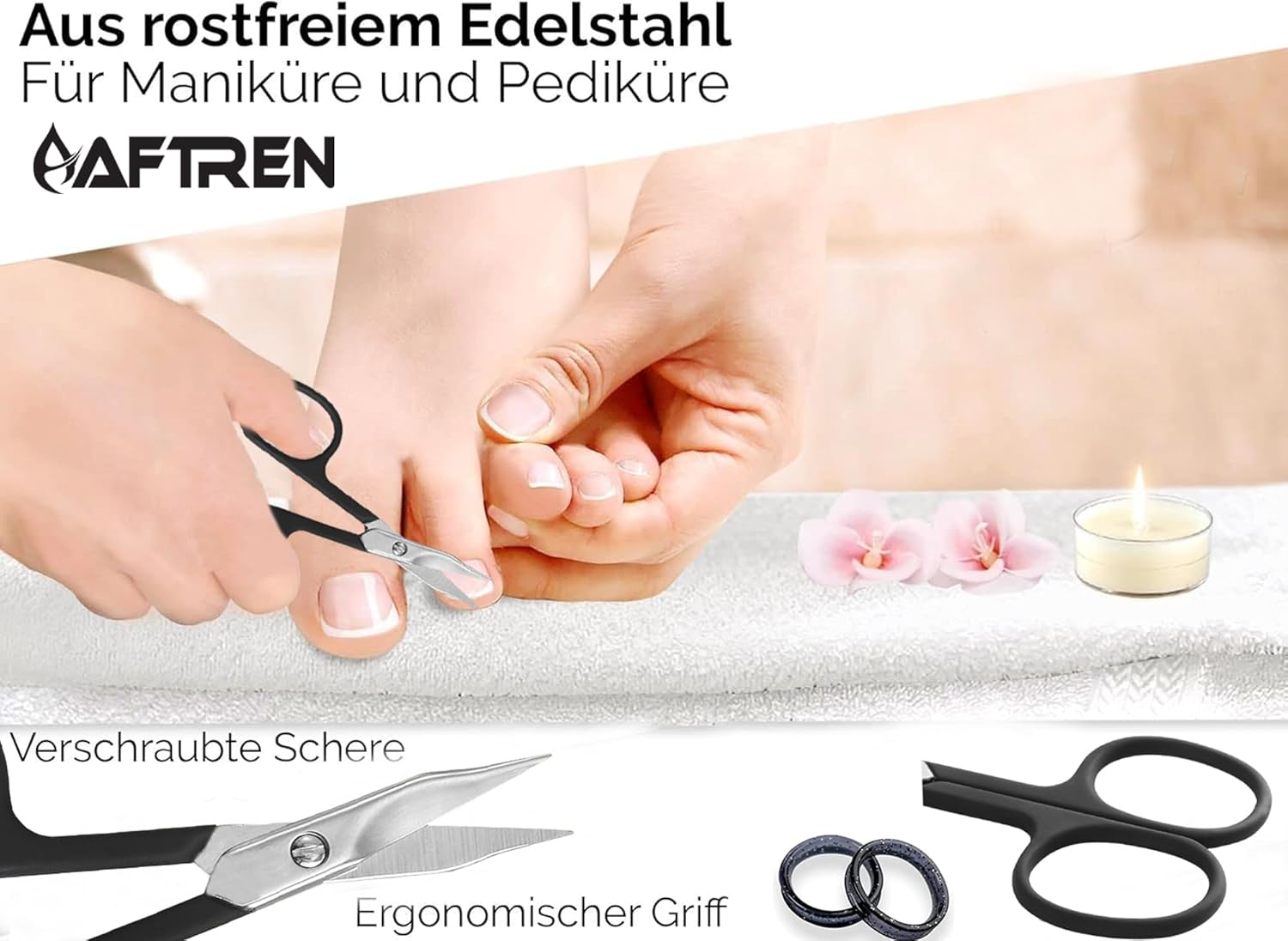 4" Curved Nail Scissors Cuticle Scissors Nail Toenails Brand Quality Extra Fine Sharp for Men and Women Black image number 3