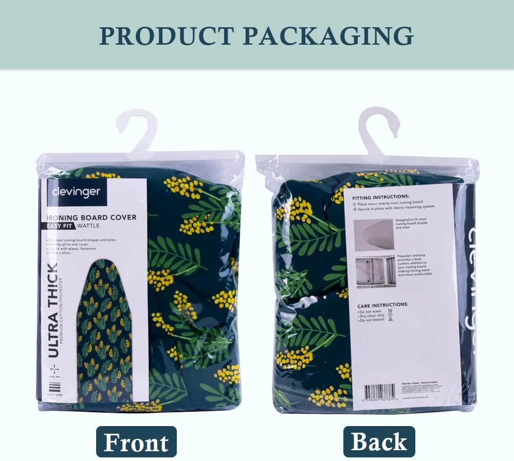 Clevinger Ironing Board Cover and Pad, Standard Table Top Ironing Board Cover with Elastic Edge, Scorch and Stain-Resistant Cotton Ironing Board Covers with Thick Padding