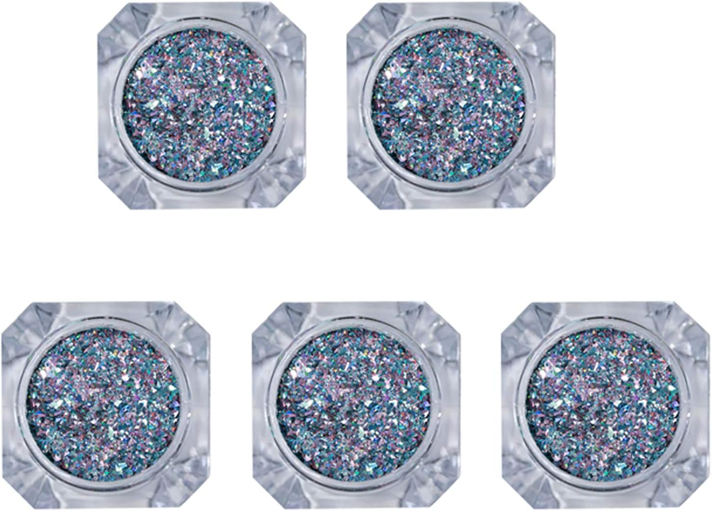 5 Boxes Metallic Pigment Manicure Mirror Powder Iridescent Mirror Flour Nail Glitter Sequins image number 3