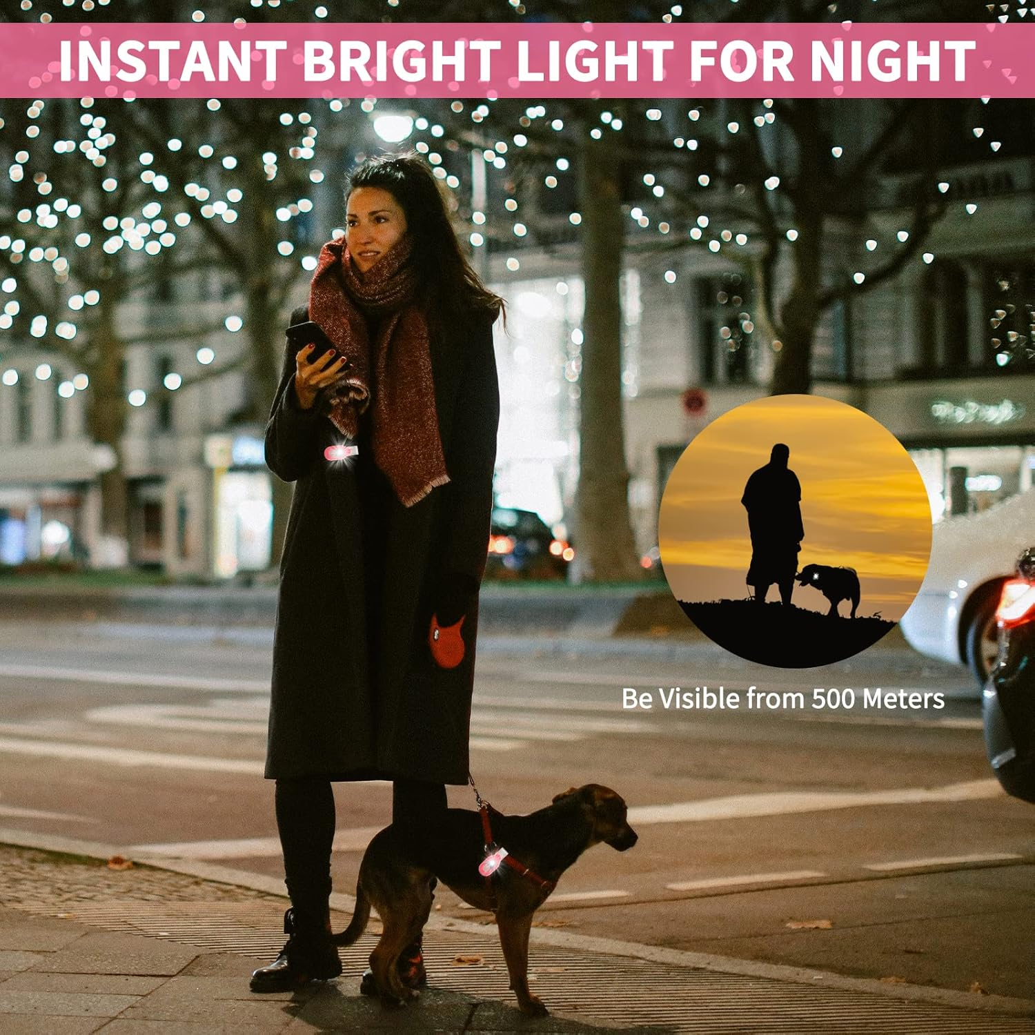 Rechargeable Nursing Night Light Nurse Nightshift Hands Free Emergency LED Flashlight Clip on Running Lights for Walking Running Pets Outdoor Emergency(Pink) image number 2