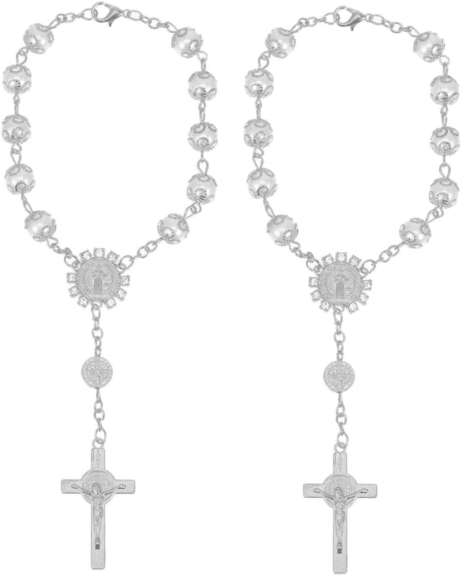 GRIRIW 2Pcs Cross Ornaments Mirror Accessories Pendant Accessories Decoration Kit Accessories Pendant Tilt Candles Decoration Bracket Cup Candles Car Ornaments Silver Aluminum Alloy image number 2