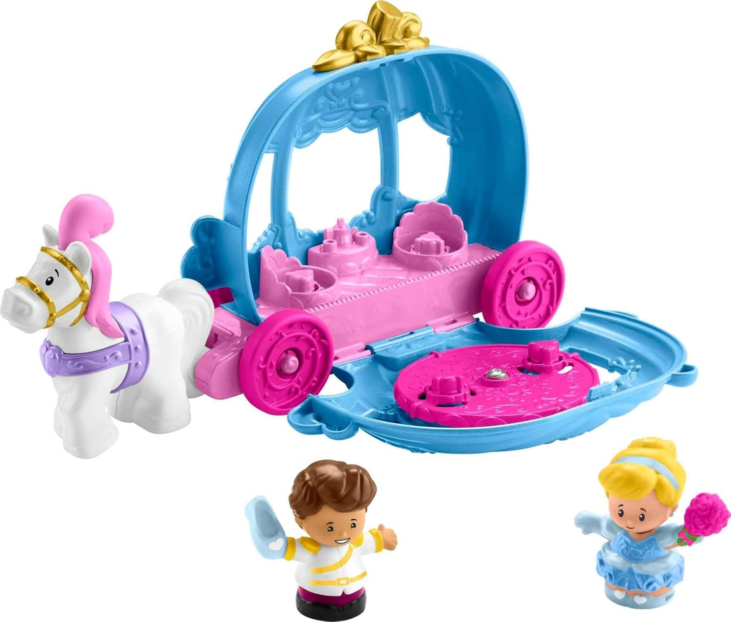 Fisher-Price Little People Toddler Toy Disney Princess Cinderella&rsquo;S Dancing Carriage Playset with Figures for Pretend Play Ages 18+ Months