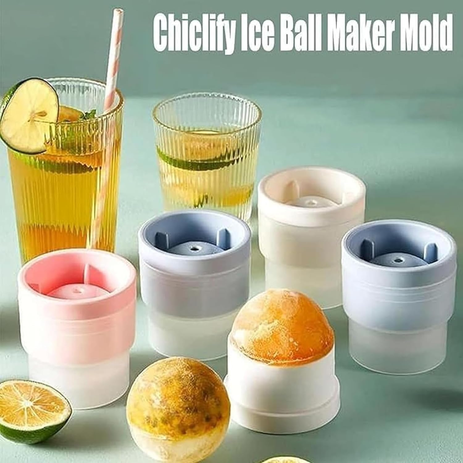 8 PCS round Ice Cube Mold, Ice Ball Mould (4 Blue + 4 White), Reusable Silicone Ice Cube Trays for Freezer, Large Ice Cubes for Whiskey, Cocktails, Coffee image number 6
