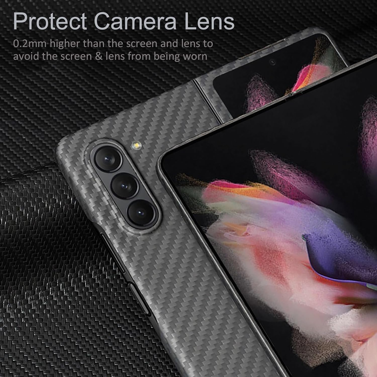 Sisyphy Aramid Fiber Case for Samsung Galaxy Z Fold 5 5G with Carbon Fiber Texture, Super Slim Protective Cover Skin, Soft Touch Sturdy Durable Case, Snap-On Back Cover Wireless Charging Friendly