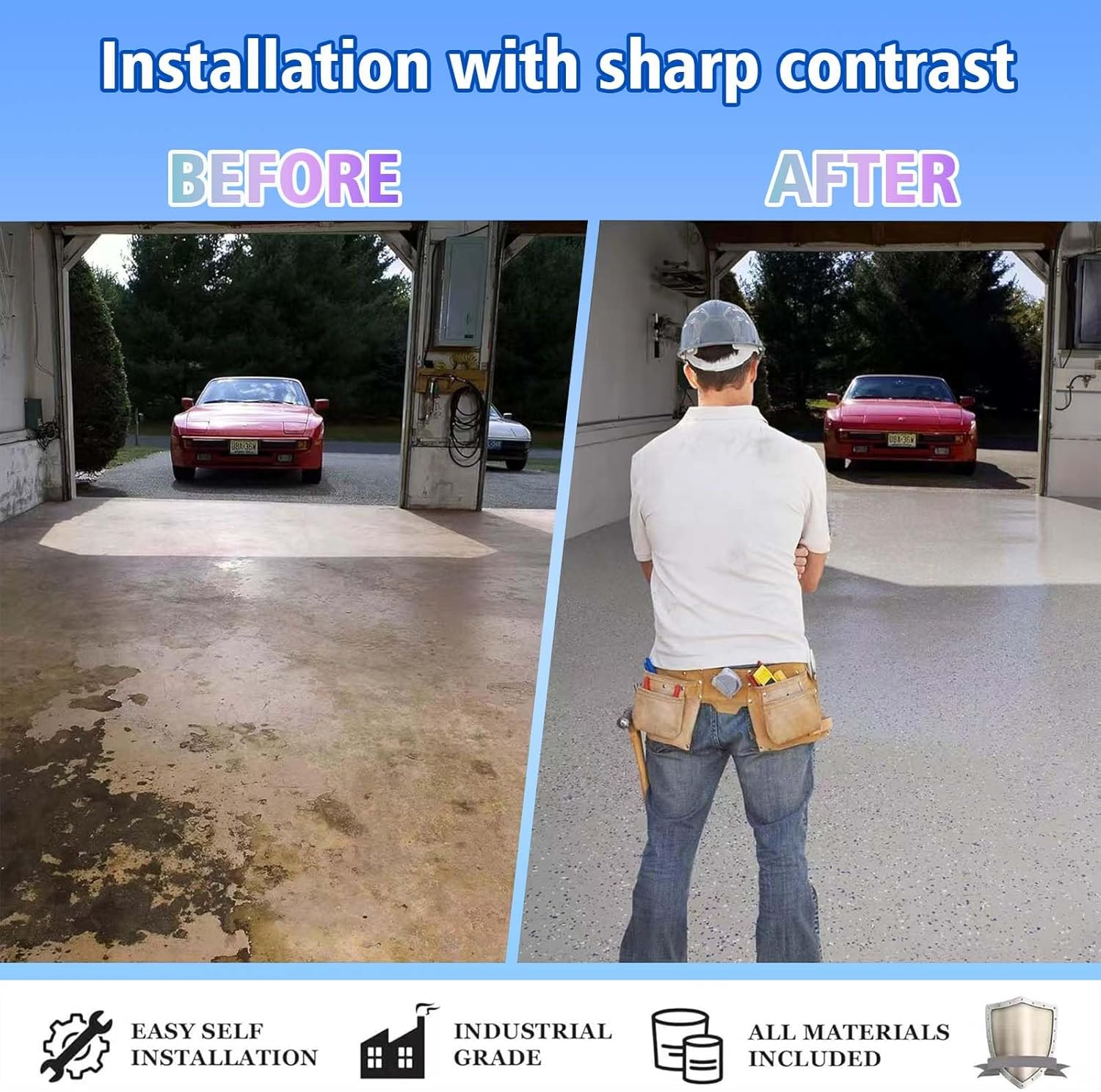 400 G/ 0.88 Lb Decorative Color Chips Epoxy Floor Flakes Garage Floor Paint Flake Concrete Paint Garage Epoxy Floor Coating Flakes for Home Improvement (Black, White, Gray) image number 4