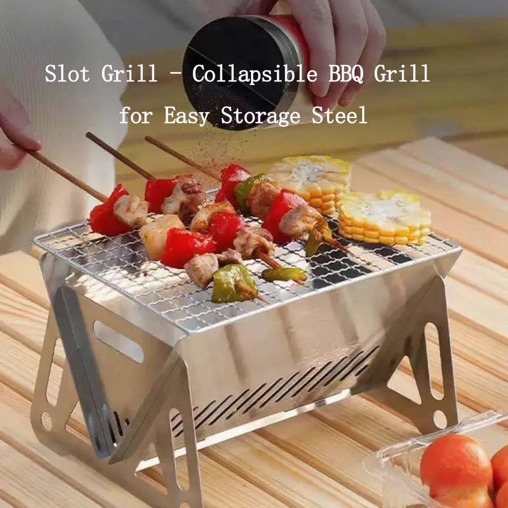 2025 New Slot Grill - Collapsible BBQ Grill for Easy Storage Steel, Mini Portable Charcoal Grill for Outdoor Camp, for Outdoor Backpacking Hiking Camp Oven Burning Camping (L) - L image number 5