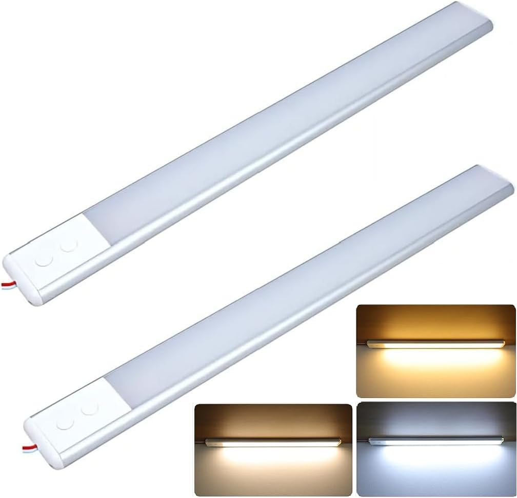 12V/24 LED Interior Light Bar 3CCT 168Leds 10W LED Strip Lights with Switch Stepless Dimming for Enclosed Trailer Truck RV Car Lorry Camper Boat Caravan Motorhome Home Cabinet Interior Lighting(2Pack) image number 1