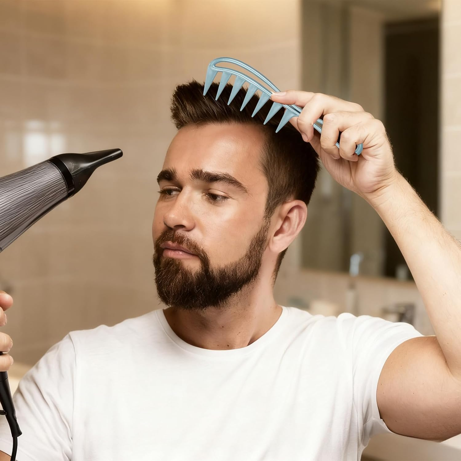 LIQWEI 5Pcs Wide Tooth Comb, Wide Tooth Comb for Curls, Texture Combs Hair Shark Teasing Combs, Styling Combing for Curly Wet Wavy Thick Hair Wigs image number 6