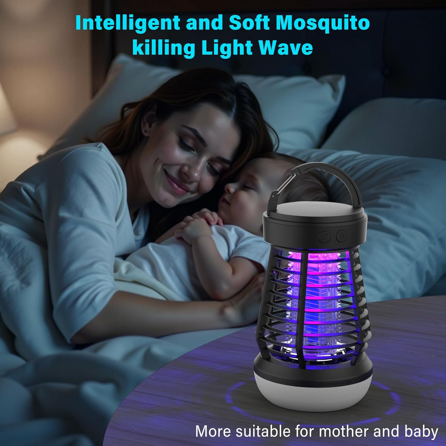 2 in 1 Rechargeable Bug Zapper & Camping Lantern, Second-Generation Dual-Band Frequency Conversion Outdoor Mosquito Killer, 2000V Portable Electric Fly Killer for Home, Garden and Camping image number 5