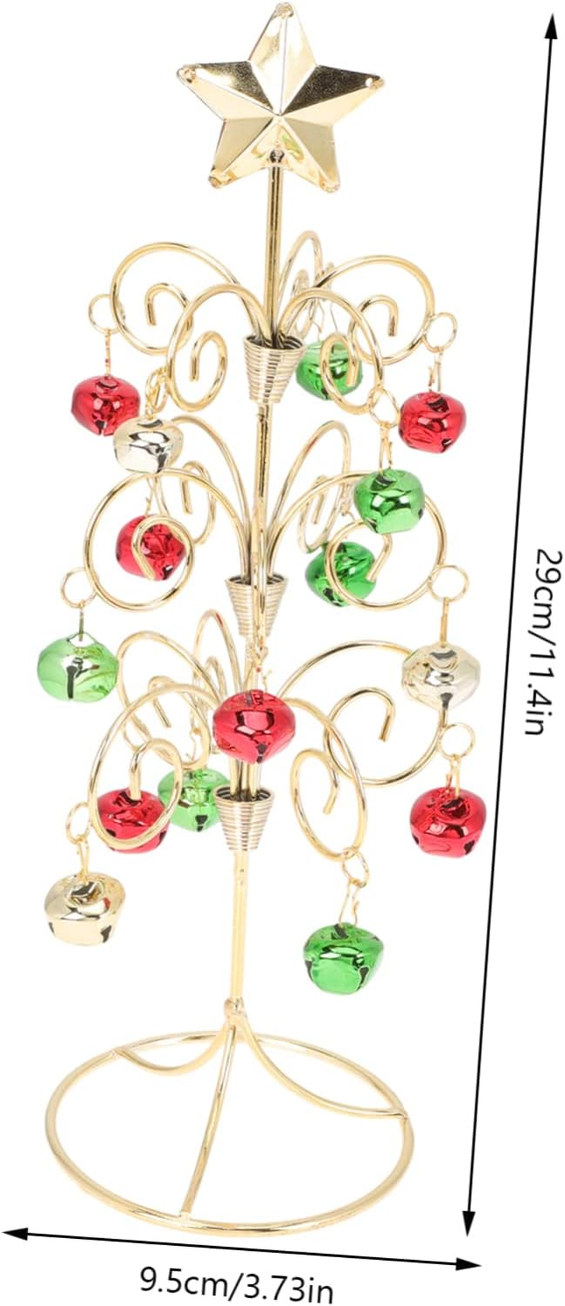 Mini Iron Christmas Tree Decoration Bell Festive Desktop Xmas Tree Ornament for Home Party Holiday Decor Unique image number 3