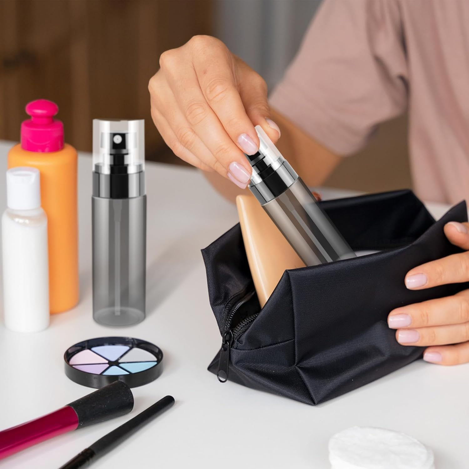 3Pack Small Spray Bottles, 1Oz Black Plastic Fine Mist Mini Mister Bottles for Hair, Cleaning, Salons, Planting, Skin Care image number 6