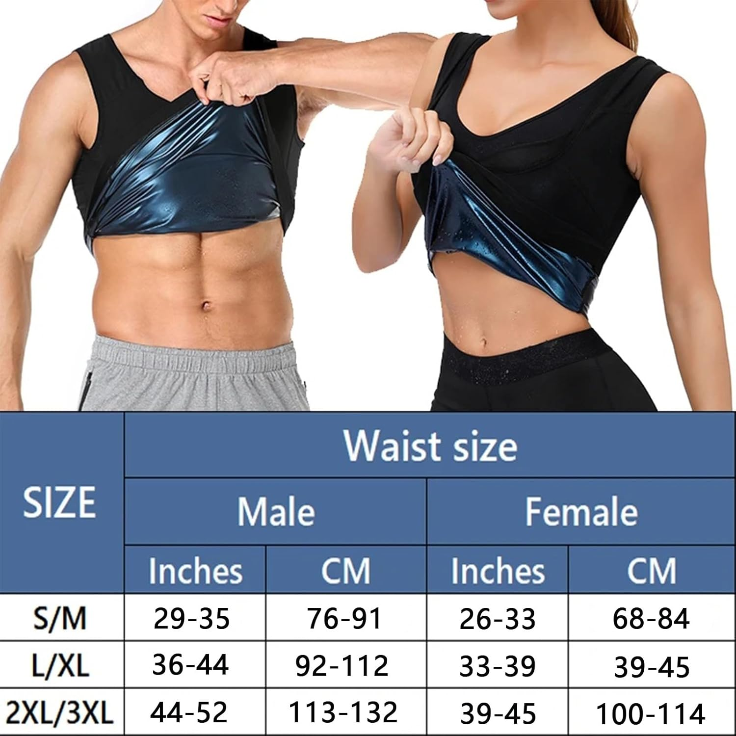 Sweat Sauna Vest for Men, Heat Trapping Polymer Vest, Gym Fat Burning Tank Tops Sauna Suit Workout Tank Top Pullover Waist Trainer Shirt Body Shaper（L/Xl） image number 3