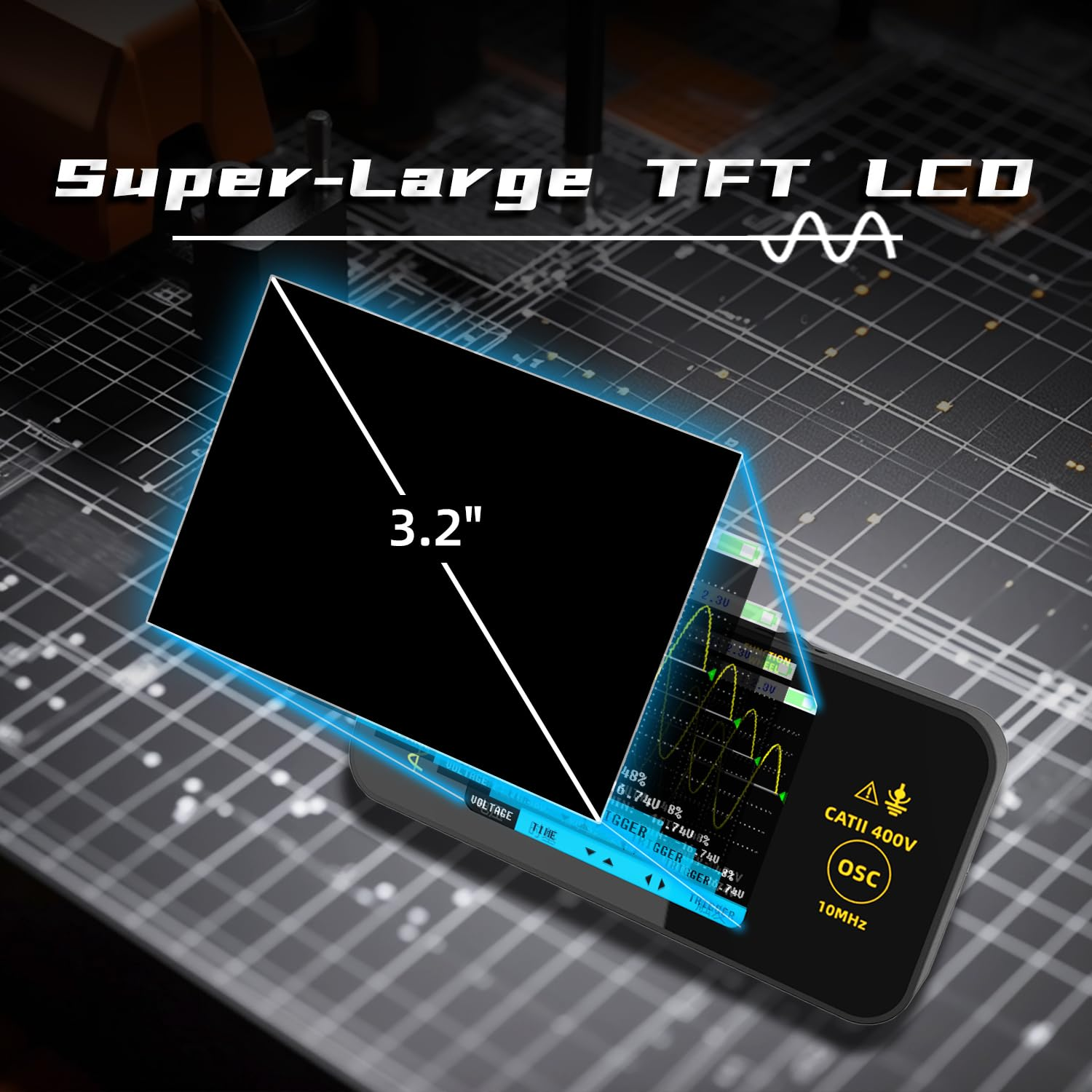 BSIDE Handheld Digital Oscilloscope 3.2&rdquo; TFT LCD Scope Tester, 10Mhz Bandwidth with 48Msa/S Sampling Rate, Potable Automotive Oscilloscope with Auto/Nomal/Single Trigger for Audio Amplifier Hobbyist image number 2