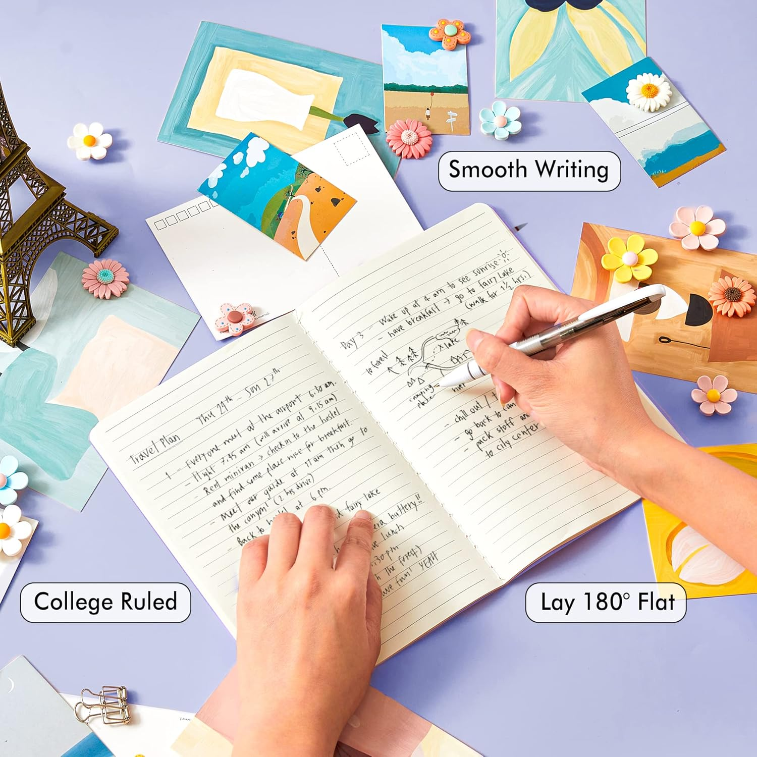 Feela Soft Cover Notebook Bulk, 8 Pack College Ruled Notebooks for Work Studay, Lined Travel Journal for Women Men, Note Taking Notebook School Supplies Business Writing, 8.2&rdquo; X 5.5&rdquo;, A5, Pastel Colours image number 5