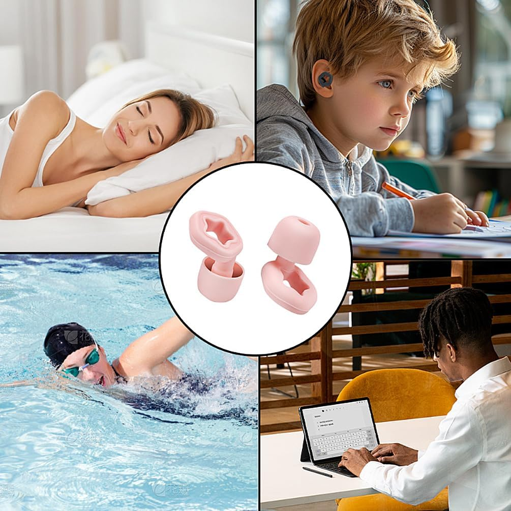 In-Ear Ear Plugs with Five Star Shape Design&ndash; Super Soft, Reusable Hearing Protection in Flexible Silicone for Sleep, Swimming, Travel, Noise Sensitivity 6 Ear Tips in S/M/L - SNR 24Db & NRR 14 Noise Cancelling (Black, S+M+L) image number 5