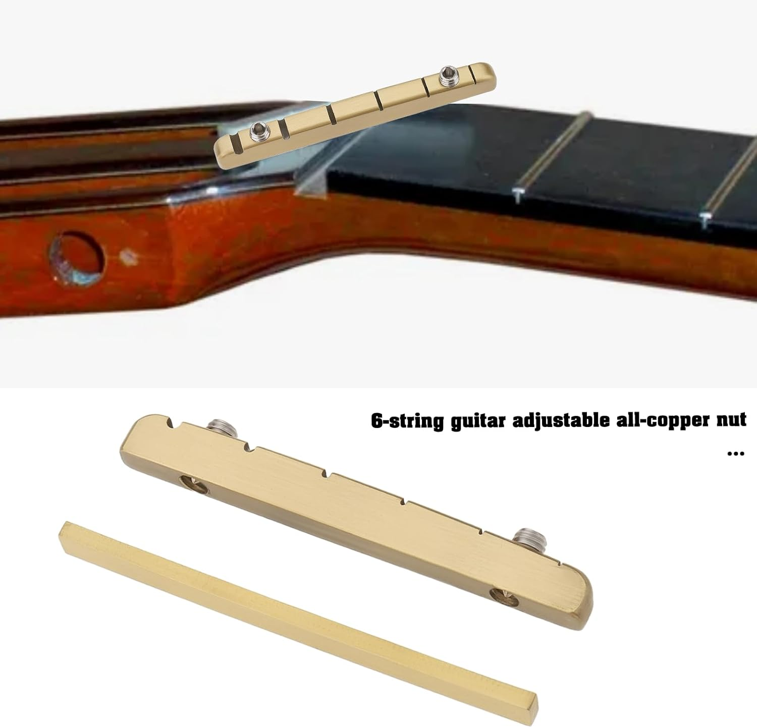 YINETTECH Electric Guitar Brass Bridge Nut 42Mm Height Adjustable Electric Guitar Nut 6 String Guitar Nut Suitable for ST TL Style Electric Guitar image number 1