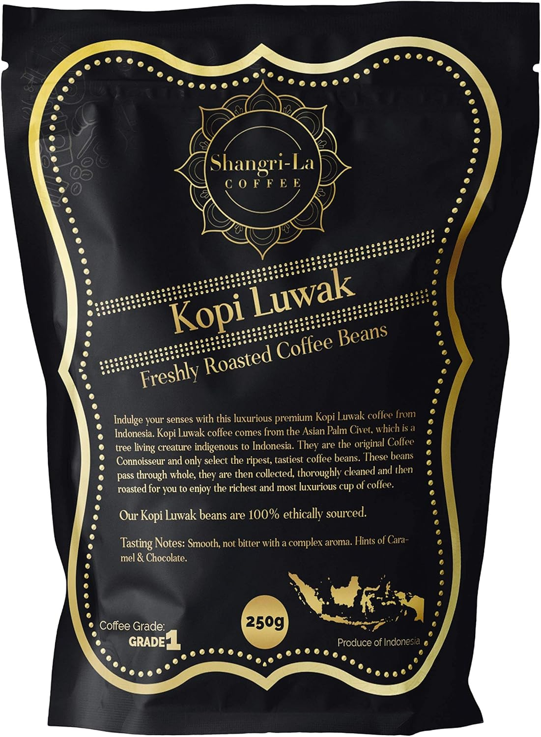 Shangri-La Coffee - Wild Kopi Luwak Coffee Whole Beans - Ethically Sourced - 250 Grams (Other Weights & Bean Types Available) - Produce of Indonesia image number 4