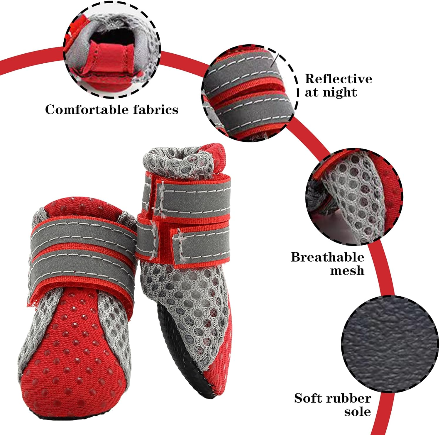 IUOUTG Summer Dog Shoes Mesh Dog Boots for Small Dogs Puppy Sandals Adjustable Dog Hiking Boots with Reflective Straps Cat Booties for Outdoor Pets Supplies