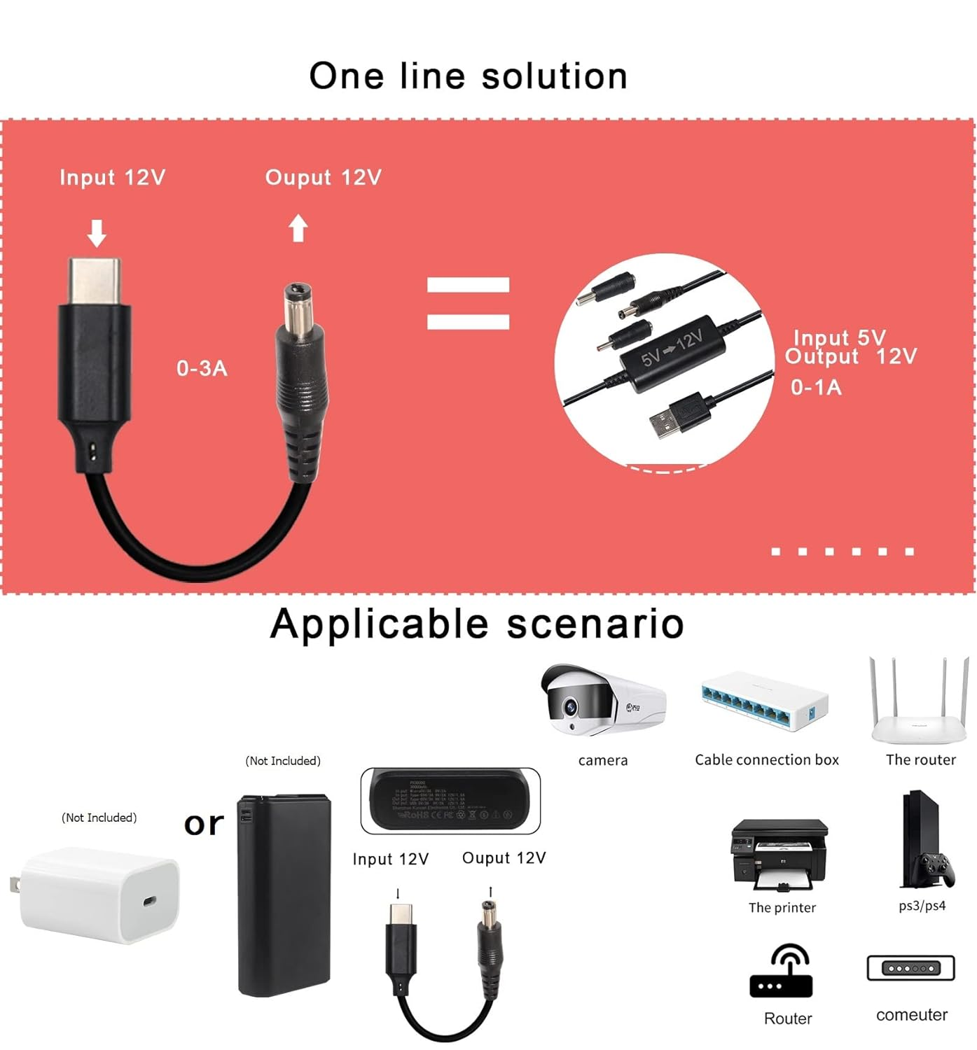USB Type C to DC 9V 5.5 * 2.1Mm Plug PD Converter Charging Cable 1M with DC Barrel Power Cable with 2.5 * 5.5Mm 3.5 * 1.35Mm Adapter image number 5