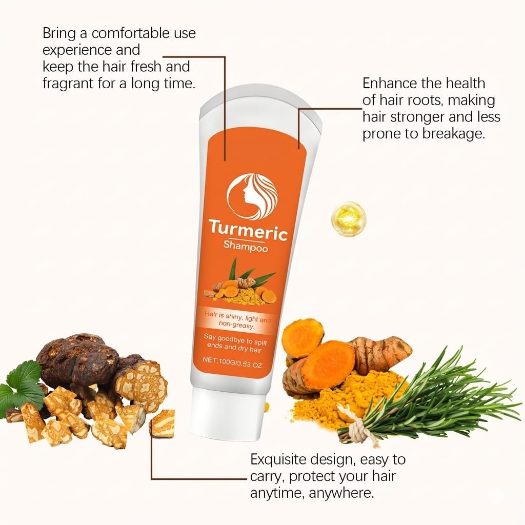 Turmeric Shampoo, Deep Cleansing Scalp Care Oil Control Nourishing Shampoo, Thickening Volumizing Softening and Deeply Hydrating Shampoos, Natural Ginger Moisturizing Hydrates Shampoos (5PCS)