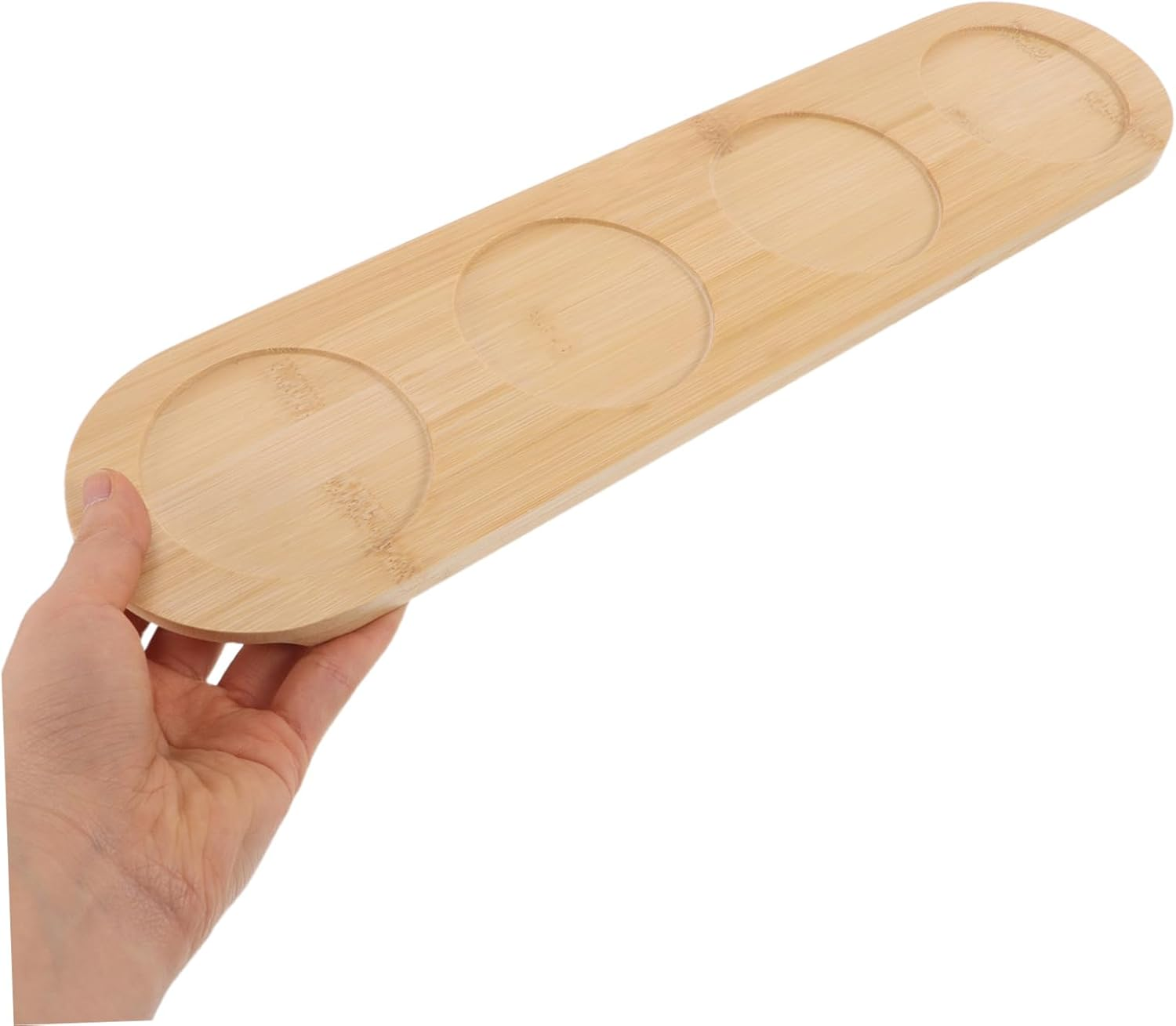 Garneck 4Hole Natural Bamboo Wine Coasters for Drinks Shot Holder Tray Holder for Servers Tasting Flight Boards Red Wine Glasses Whiskey Wooden Paddle Display Rack image number 3